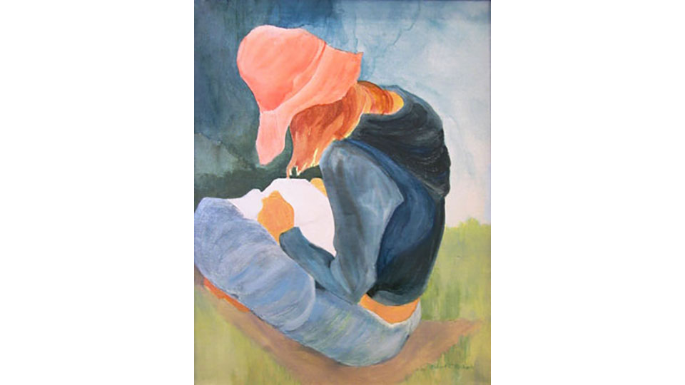 Reader in Orange Hat - sold